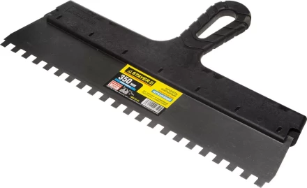 Шпатель STAYER &quot;PROFESSIONAL&quot; нержавеющий зубчатый с пластмассовой ручкой, 350мм, зуб 8х8мм 1009-35-08 купить в Кургане