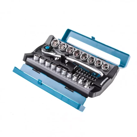 Набор торцевых головок трещотка 120 зубьев 36 предметов 1/2&quot; 3/8” CrV Gross 14145 купить в Кургане