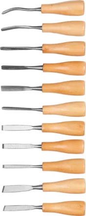 Набор DEXX: Стамески фигурные &quot;МИНИ&quot; с деревянной ручкой, 11шт 1834-H11_z01 купить в Кургане