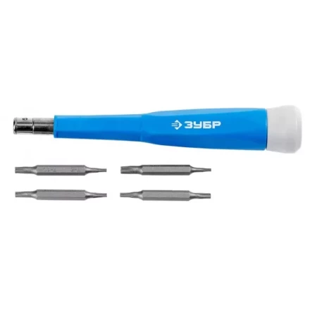 Набор ЗУБР Отвертка &quot;ЭКСПЕРТ&quot; для точных работ,CR-V,сменные двусторонние биты TORX, 5предметов 25621-H5 купить в Кургане