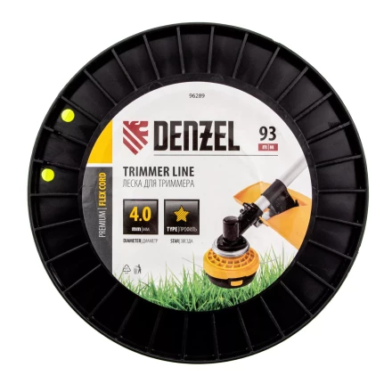 Леска для триммера звезда, 4,0мм х 93м, на DIN катушке FLEX CORD// Denzel 96289 купить в Кургане
