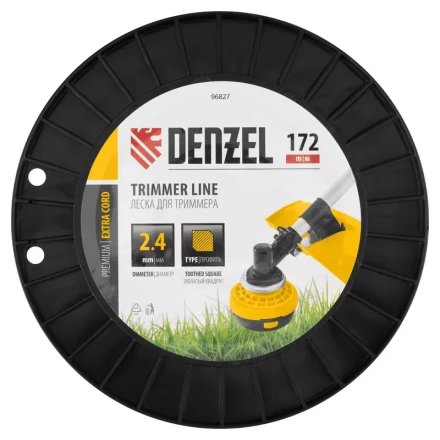 Леска для триммера двухкомпонентная зубчатый квадрат, 2,4мм х 172м, на DIN кат. EXTRA CORD// Denzel 96827 купить в Кургане
