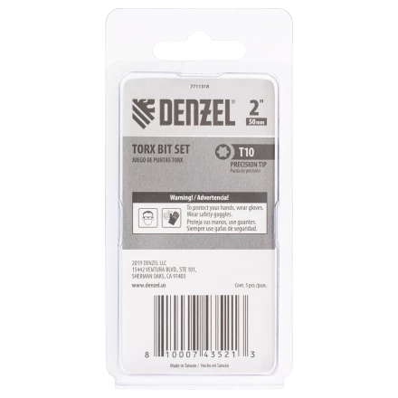 Бита T10x50, 5 шт. Denzel 7711318 купить в Кургане