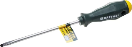 Отвертка KRAFTOOL, Cr-Mo-V закалённый стержень, двухкомпонентная противоскользящ рукоятка, SL 6,5x1,2x150мм 25007-6.5-150 купить в Кургане