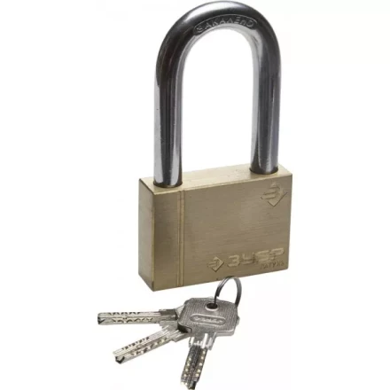 Замок ЗУБР &quot;ЭКСПЕРТ&quot; навесной, латунный корпус, классическая форма, удлиненная закаленная дужка, 70мм 37299-70-1 купить в Кургане