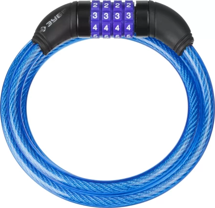 Замок ЗУБР &quot;ПРОФЕССИОНАЛ&quot;, тросовый, кодовый, с изменяемым кодом, длина троса - 1200мм, d 10мм 37262-120 купить в Кургане