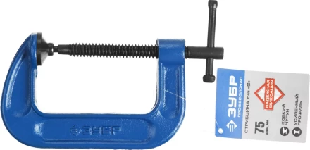 Струбцина  ЗУБР &quot;ПРОФЕССИОНАЛ&quot; тип &quot;G&quot;, корпус - ковкий чугун, 75мм 32245-075_z01 купить в Кургане