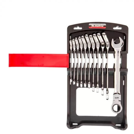 Набор ключей комбинированных Matrix трещоточных шарнирных 11 шт 14796 купить в Кургане