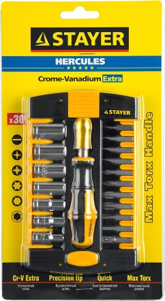 Набор STAYER &quot;MASTER&quot; HERCULES: Отвертки, Cr-V, эргономичная двухкомпонентная рукоятка, 30предм, в боксе 25055-H30 купить в Кургане