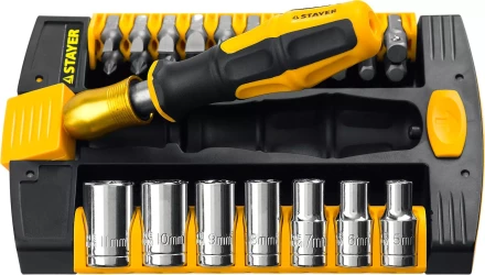 Набор STAYER &quot;MASTER&quot; HERCULES: Отвертки, Cr-V, эргономичная двухкомпонентная рукоятка, 30предм, в боксе 25055-H30 купить в Кургане