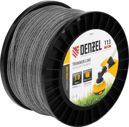 Леска для триммера двухкомпонентная зубчатый квадрат, 3,0мм х 113м, на DIN кат. EXTRA CORD// Denzel 96828 купить в Кургане