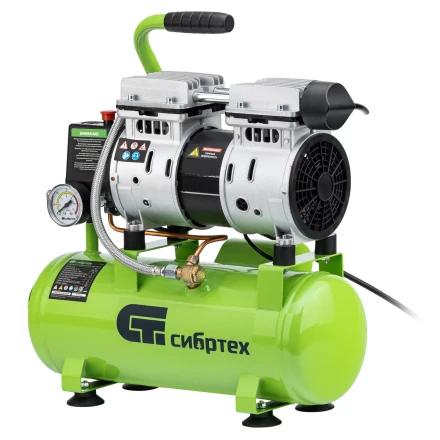 Компрессор безмаслянный малошумный Сибртех МБ 750/10,750 Вт, 10 л, 150 л/мин 58001 купить в Кургане