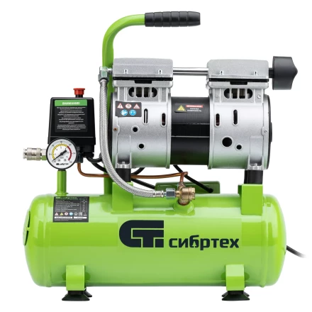 Компрессор безмаслянный малошумный Сибртех МБ 750/10,750 Вт, 10 л, 150 л/мин 58001 купить в Кургане