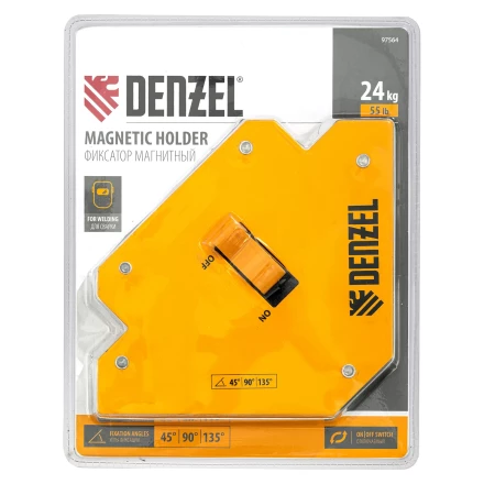 Фиксатор магнитный отключаемый для сварочных работ усилие Denzel 55 LB, 45х90х135 град. 97564 купить в Кургане