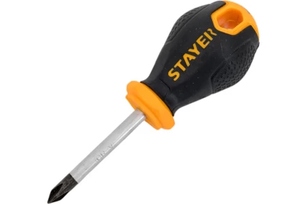 Отвертка STAYER &quot;MASTER&quot;, двухкомпонентная рукоятка, магнитный наконечник, &quot;STUBBY&quot; ( бочка ), PH1x38мм 2510-38-1_z03 купить в Кургане