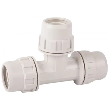 Тройник ЗУБР &quot;ШиреФит&quot; соединительный &quot;штуцер с гайкой - штуцер с гайкой - штуцер с гайкой&quot;, 26мм 51505-26 купить в Кургане