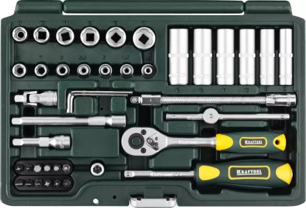 Набор KRAFTOOL &quot;EXPERT QUALITAT&quot;: Торцовые головки &quot;SUPER LOCK&quot; с присоединит квадратом, 1/4&quot;, 42 предмета 27885-H42_z02 купить в Кургане