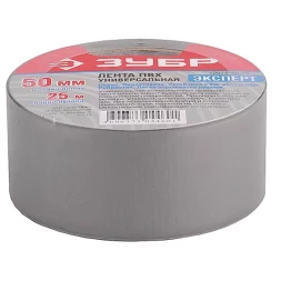 Клейкая лента ЗУБР &quot;ПРОФЕССИОНАЛ&quot; &quot;РЕФИЛ&quot;, универсальная, рифленая, водоотталкивающая, устойчивая к УФ. 50 мм х 25 м, серебристая 12075-50-25