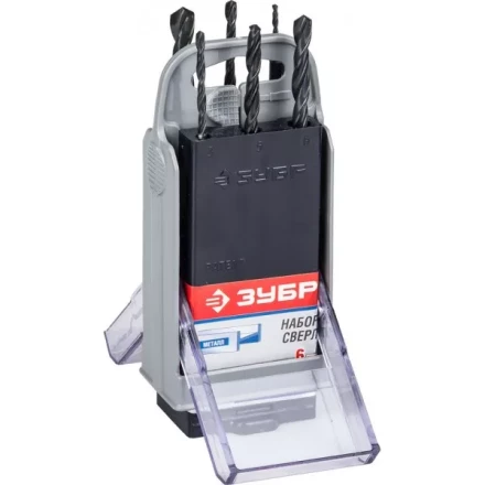 Набор ЗУБР &quot;ТЕХНИК&quot;: Свёрла по металлу парооксидированных, быстрорежущая сталь, 2, 3, 4, 5, 6, 8мм, 6шт в супер боксе 4-29605-H6-SB купить в Кургане