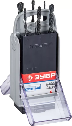 Набор ЗУБР &quot;ТЕХНИК&quot;: Свёрла по металлу парооксидированных, быстрорежущая сталь, 2, 3, 4, 5, 6, 8мм, 6шт в супер боксе 4-29605-H6-SB купить в Кургане