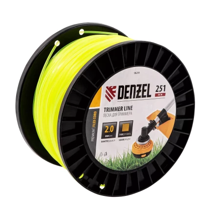 Леска для триммера квадрат, 2,0мм х 251м, на DIN катушке FLEX CORD// Denzel 96291 купить в Кургане