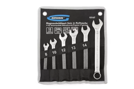 Набор ключей комбинированных 8-17 мм 6 шт CrV холодный штамп GROSS 15147 купить в Кургане
