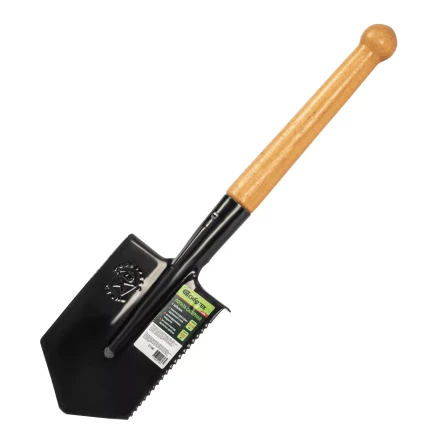 Лопата саперная, 150х180х510 мм, деревянный черенок, с зубьями, Россия Сибртех 61396 купить в Кургане