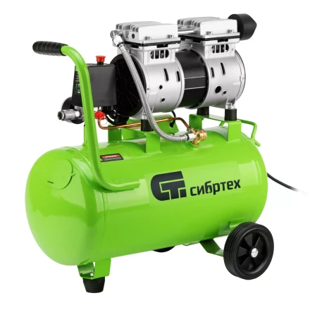 Компрессор безмаслянный малошумный Сибртех МБ 1100/24,1100 Вт, 24 л, 170 л/мин 58006 купить в Кургане