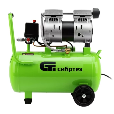 Компрессор безмаслянный малошумный Сибртех МБ 1100/24,1100 Вт, 24 л, 170 л/мин 58006 купить в Кургане