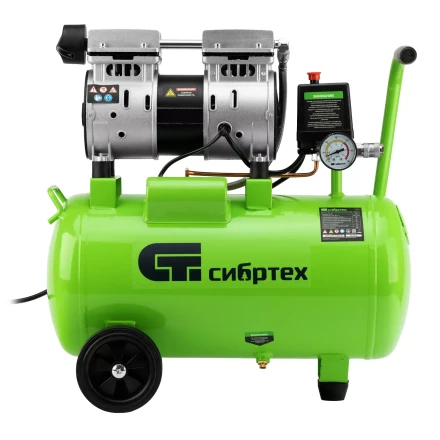 Компрессор безмаслянный малошумный Сибртех МБ 1100/24,1100 Вт, 24 л, 170 л/мин 58006 купить в Кургане