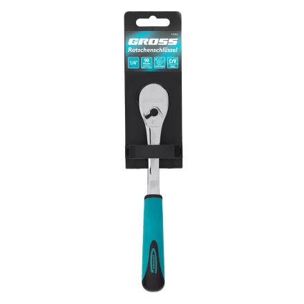 Ключ-трещотка 1/4&quot; Gross 14053, CrV, 90 зубьев, усиленный, хром купить в Кургане