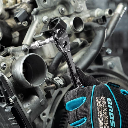 Ключ-трещотка 1/4&quot; Gross 14053, CrV, 90 зубьев, усиленный, хром купить в Кургане