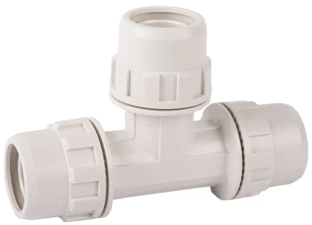 Тройник ЗУБР &quot;ШиреФит&quot; соединительный &quot;штуцер с гайкой - штуцер с гайкой - штуцер с гайкой&quot;, 32мм 51505-32 купить в Кургане