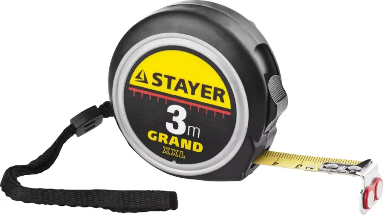Рулетка STAYER GRAND, корпус с противоскользящим напылением, упрочненное полотно, 3м/16мм 551957 купить в Кургане