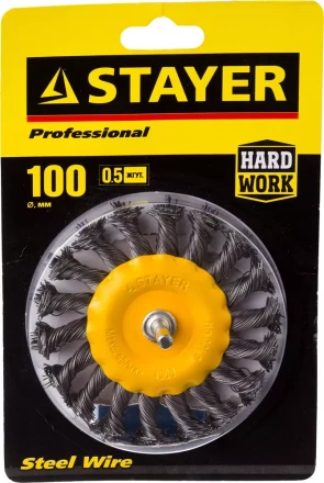 DEXX. Щетка дисковая для дрели, витая стальная латунированная проволока 0,3мм, 50мм 35110-050 купить в Кургане