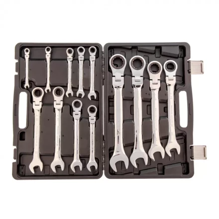 Набор ключей комбинированных Matrix трещоточных шарнирных 13 шт 14798 купить в Кургане