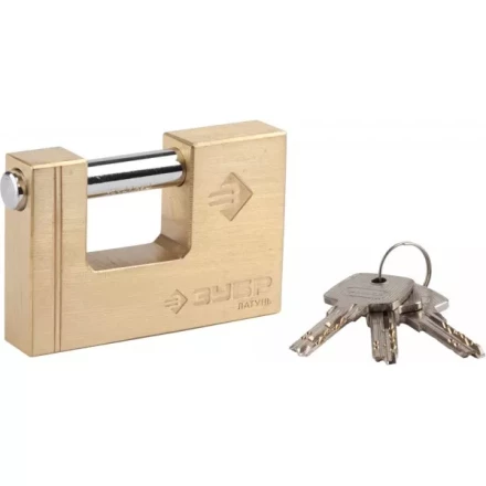 Замок ЗУБР &quot;ЭКСПЕРТ&quot; навесной, латунный корпус, П-образная форма, 90мм 37295-90 купить в Кургане