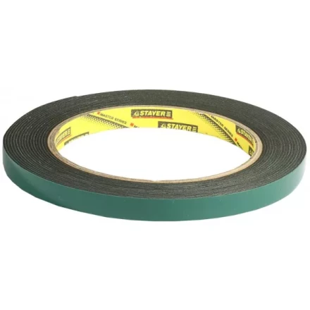 Двухсторонняя клейкая лента на вспененной основе, STAYER Professional 12233-09-05, черная, 9мм х 5м 12233-09-05 купить в Кургане