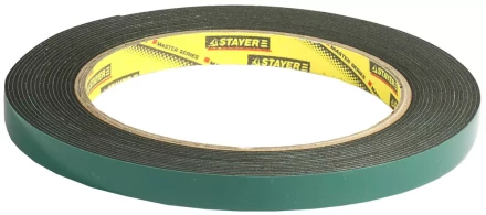 Двухсторонняя клейкая лента на вспененной основе, STAYER Professional 12233-09-05, черная, 9мм х 5м 12233-09-05 купить в Кургане