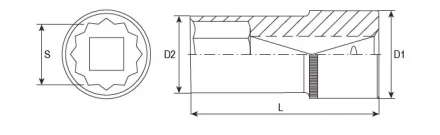 Головка торцевая 12-гранная глубокая 1/2&quot;DR 16 мм S04HD4716 Jonnesway 49065 купить в Кургане