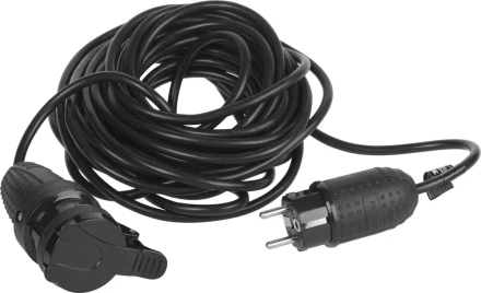 Удлинитель ЗУБР электрический, ПВС 3х1кв мм, черный, 1 гнездо, IP44, макс мощн 2200Вт, 20м 55016-20 купить в Кургане