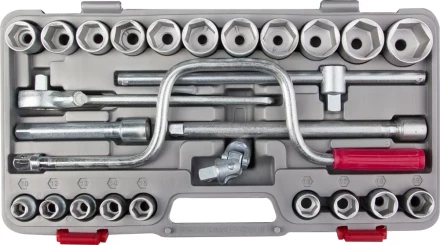 Набор торцовых головок НИЗ &quot;Шоферский инструмент №4&quot;, 1/2&quot;, сталь 40Х, в пластиковом кейсе, 26 предметов 2761-40 купить в Кургане