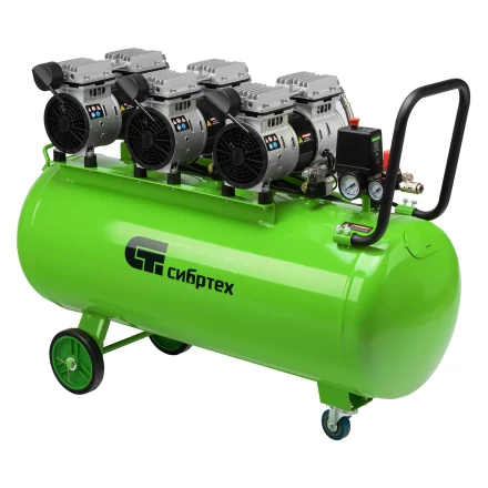 Компрессор безмаслянный малошумный Сибртех МБ 2250/100, 2250 Вт, 100л, 400 л/мин купить в Кургане