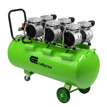 Компрессор безмаслянный малошумный Сибртех МБ 2250/100, 2250 Вт, 100л, 400 л/мин купить в Кургане