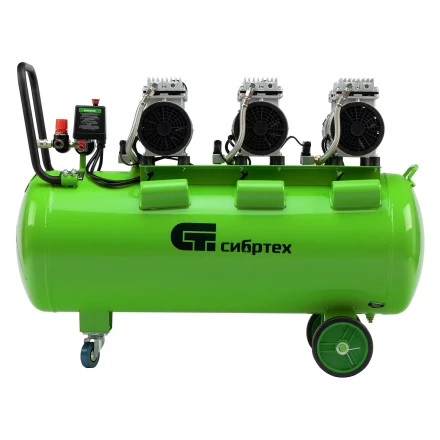 Компрессор безмаслянный малошумный Сибртех МБ 2250/100, 2250 Вт, 100л, 400 л/мин купить в Кургане