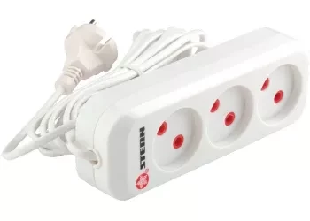 Удлинитель бытовой без заземления, 2*0,75мм*2м, 3 розетки, 6A, STERN 95725 купить в Кургане