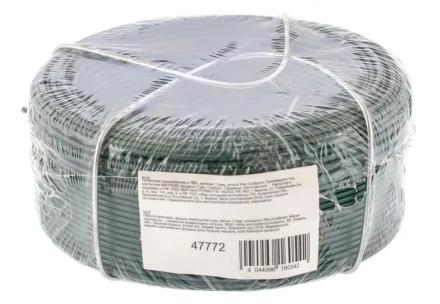 Проволока с ПВХ покрытием зеленая 1,5 мм длина 50 м Сибртех 47772 купить в Кургане