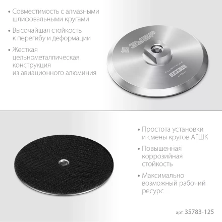 ЗУБР d 125 мм, М14, держатель алюминиевый для АГШК, ПРОФЕССИОНАЛ (35783-125) купить в Кургане