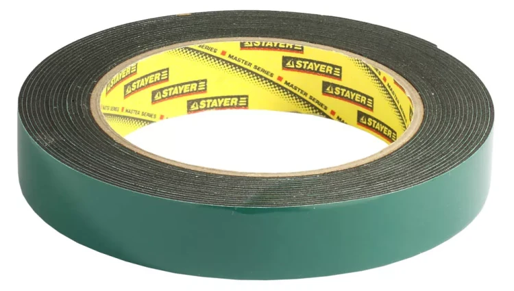 Двухсторонняя клейкая лента на вспененной основе, STAYER Professional 12233-19-05, черная, 19мм х 5м 12233-19-05 купить в Кургане