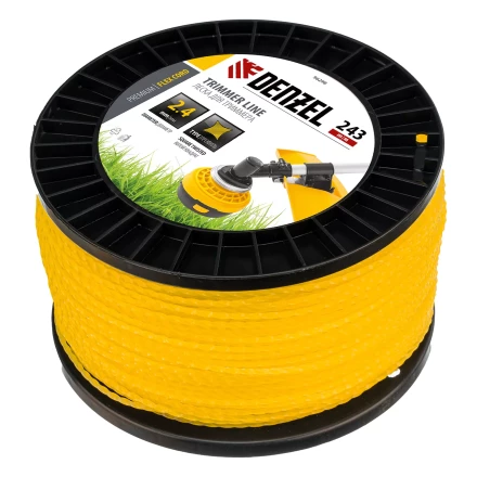 Леска для триммера витой квадрат, 2,4мм х 243м, на DIN катушке FLEX CORD// Denzel 96298 купить в Кургане